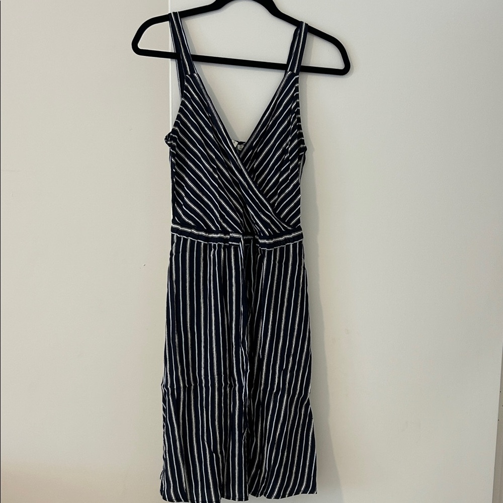 Treasure & Bond Navy and White Striped Midi Dress